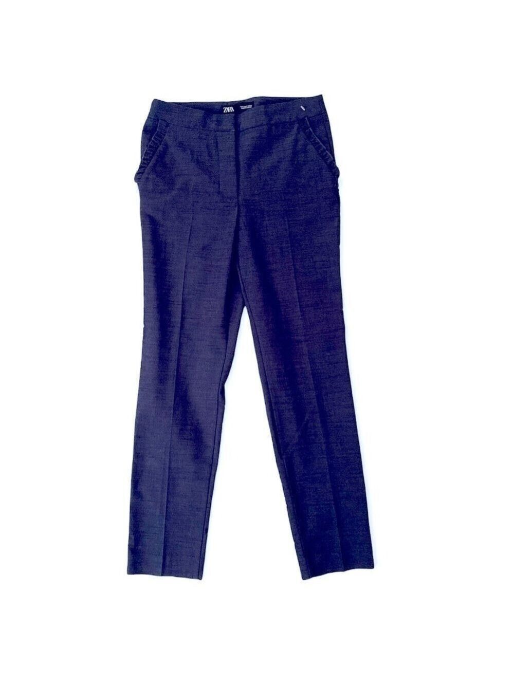 Zara ruffle pocket navy blue slacks